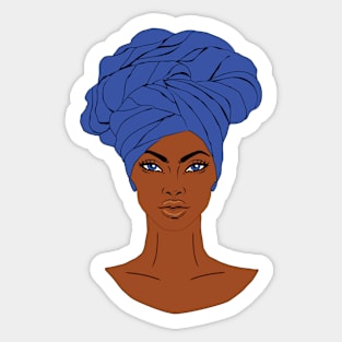 anime black girl with blue 1 Sticker